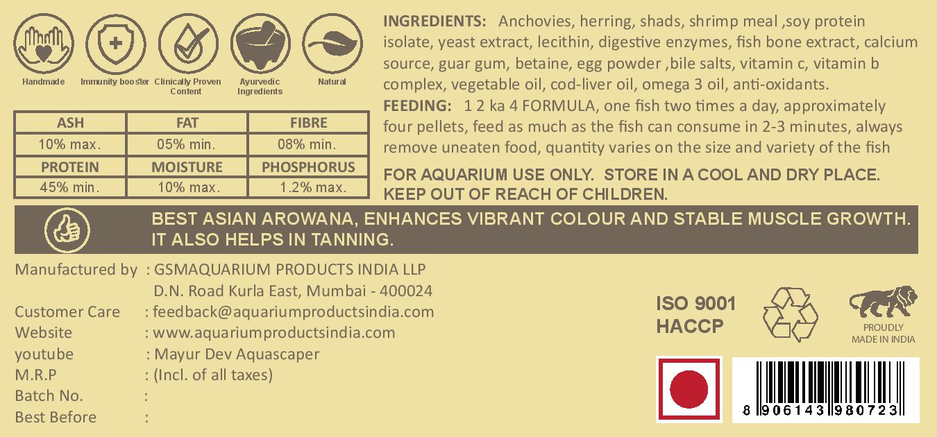 Life Aayu Arowana Premium Food – Handmade Ayurvedic Diet for Asian Arowanas | Color Boost, Muscle Growth & Immunity