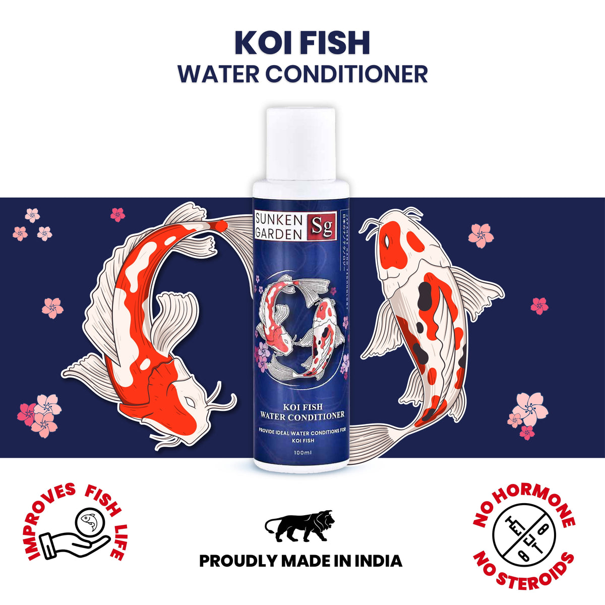 Sunken Garden Koi Fish Water Conditioner | Dechlorinator & pH Support for Koi Ponds