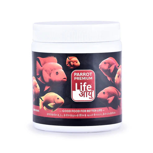 Life AAYU Parrot Premium Fish Food – Color Enhancing & Immunity-Boosting Natural Pellets with Spirulina & Omega-3