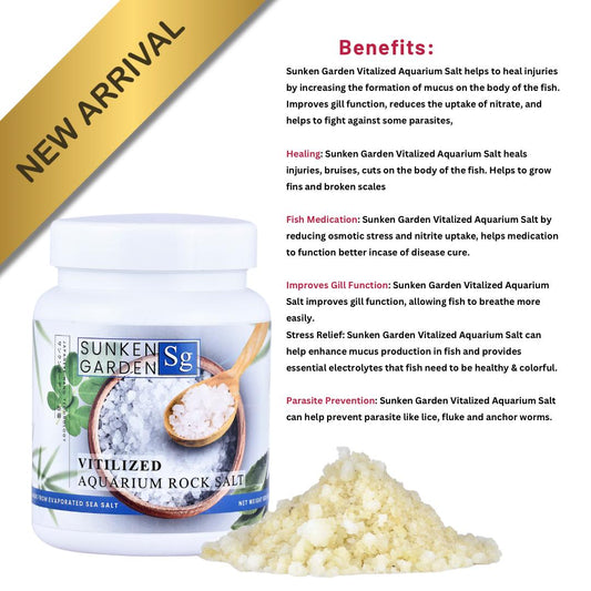 Sunken Garden Vitalized Aquarium Salt | Non-Iodized Freshwater Fish Salt for Stress Relief, Healing & Recovery