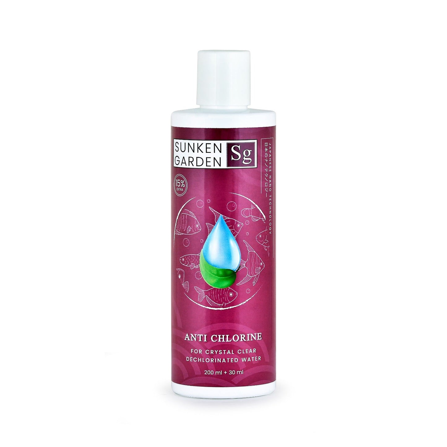 Sunken Garden Anti Chlorine | Dechlorinator + 15-Strain Beneficial Bacteria | Water Conditioner for Freshwater Aquariums