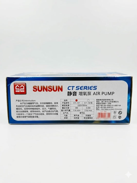 SUNSUN CT-101 Aquarium Air Pump | Quiet Aeration Pump for Improved Oxygenation, Water Circulation & Healthy Freshwater and Marine Aquariums