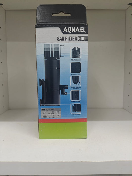 AQUAEL SAS Filter 500 Internal Aquarium Filter | Compact Space-Saving Filtration System for Crystal Clear Water & Healthy Freshwater Fish Tanks
