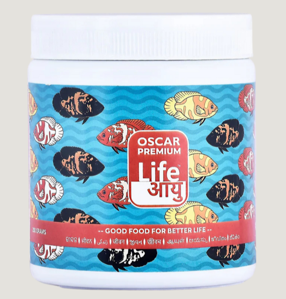 Life AAYU Oscar Premium Fish Food – Color-Boosting, Immunity-Enhancing Ayurvedic Pellets with Spirulina, Astaxanthin & Garlic