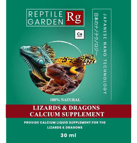 Reptile Garden Lizard & Dragon Calcium Liquid Supplement | Calcium with Vitamin D & K for Strong Bones, Growth & Immunity | Stress Relief Formula for Lizards & Bearded Dragons | 30ml