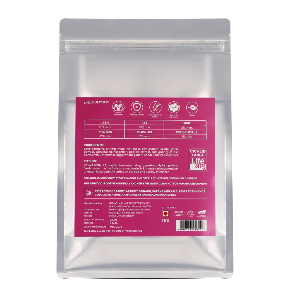 Life Aayu Cichlid Regular Fish Food 1 kg – Daily Nutrition for Healthy Cichlids