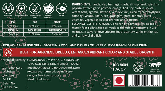Life Aayu Koi Premium Ayurvedic Fish Food | Floating Pellets for Vibrant Color, Growth & Immunity in Koi Fish