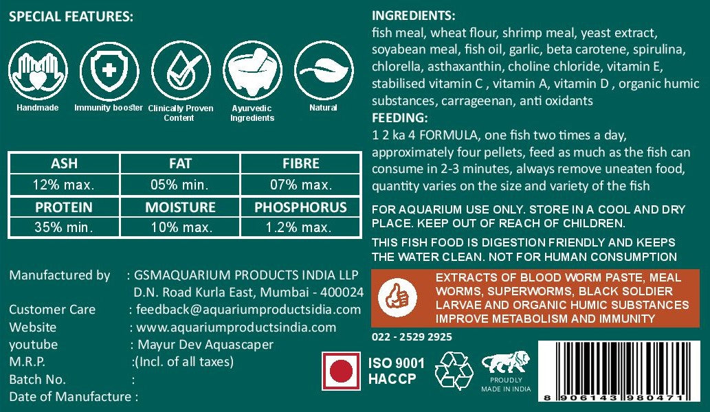 Life Aayu Tropical Loaches Fish Food – 45g | Immunity Boost, High Protein, Humic-Enriched Diet