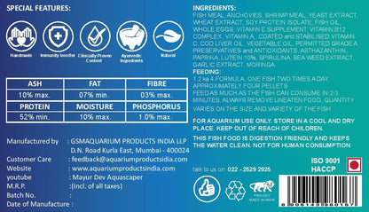 Life AAYU Tropical Treats Fish Food – Ayurvedic Immunity Boost Pellets for Small Tropical Fish | Spirulina, Moringa, Garlic &amp; Color Enhancers (70g)