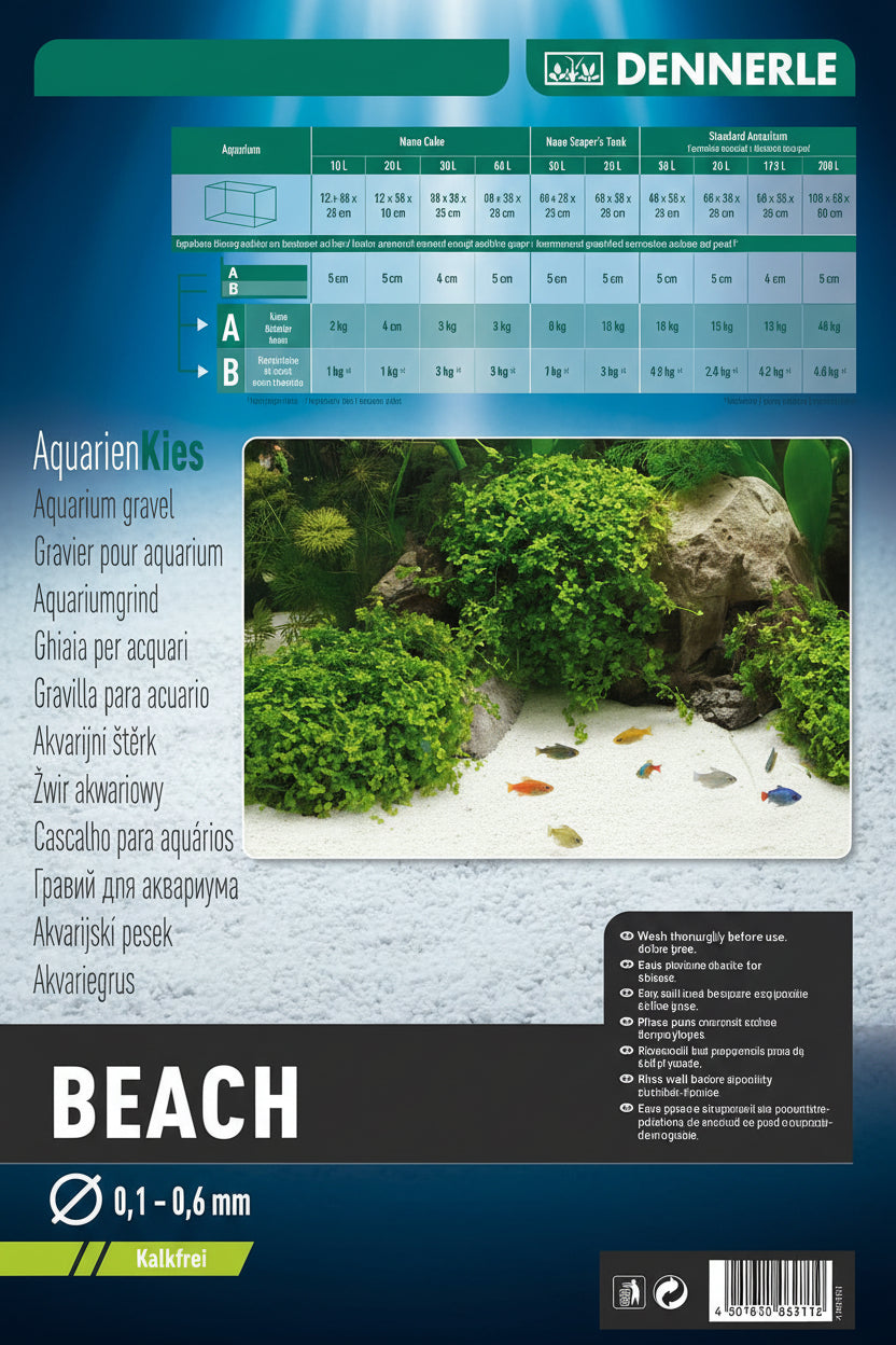Clean Coastal Aquascape Foundation and Bright Natural Beach Layout Design using Dennerle Beach 5kg Sand