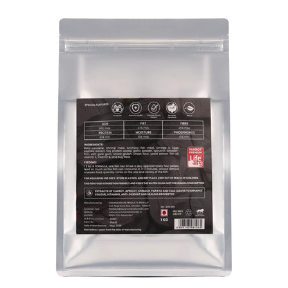 Life Aayu Parrot Premium Fish Food 1 kg – Nutritious Fish Feed for Healthy, Vibrant Aquarium Fish