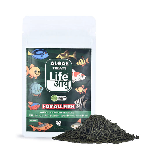 Life AAYUH Algae Treats (15g) | Sinking Algae Micro Pellets for Bottom-Feeding Fish | Supports Digestion, Color & Natural Grazing