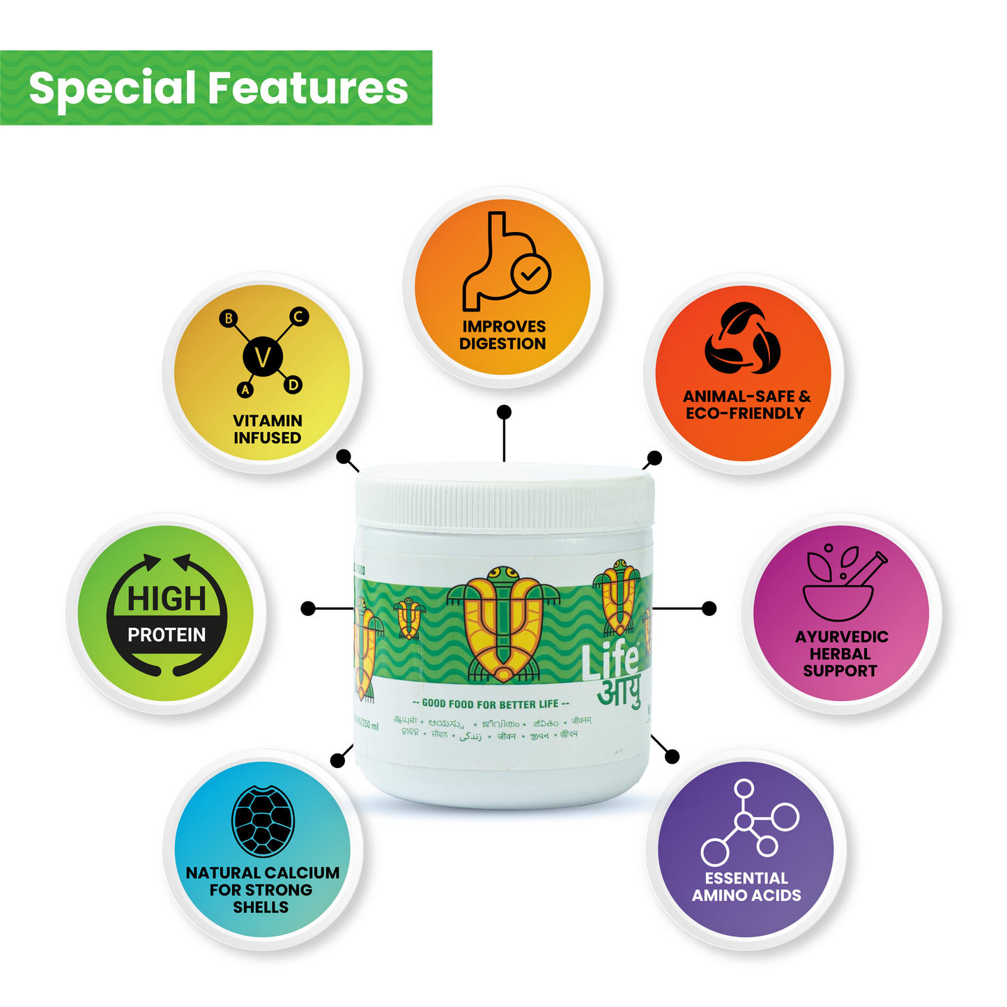 Spirulina & Calcium Enriched Turtle Food for Shell Strength, Immunity and Healthy Digestion