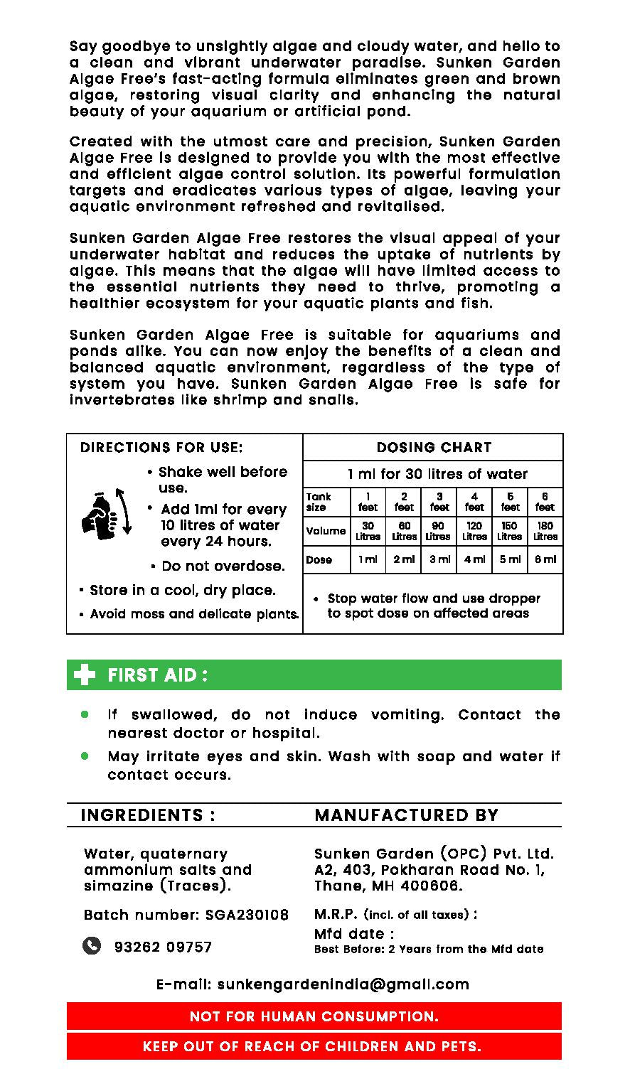 Sunken Garden Zero Algae – Algae Control Solution