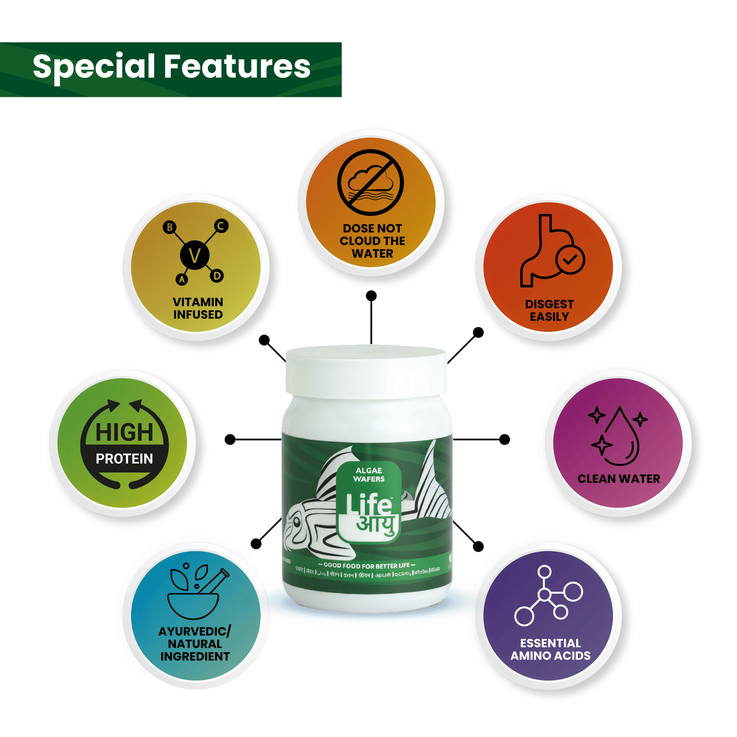 Life Aayu Algae Wafer Fish Food 45g