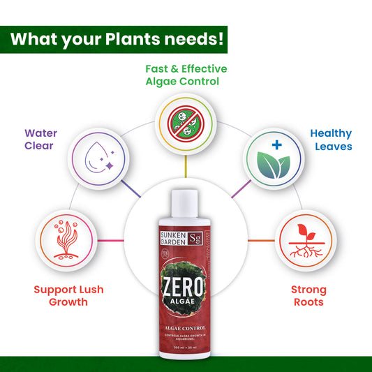 Sunken Garden Zero Algae | Aquarium & Pond Algae Control for Green Algae, Brown Algae & Clear Water