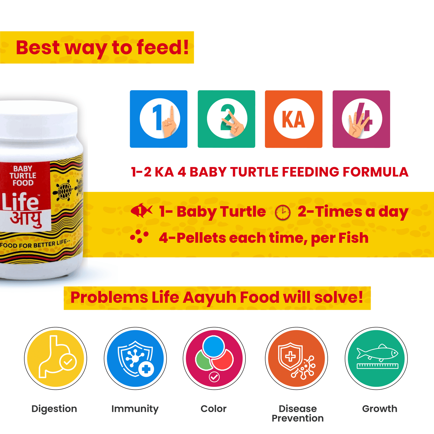Life AAYU Baby Turtle Food – Ayurvedic Handmade Pellets for Shell Growth, Calcium & Vitality | For 2”–4” Baby Turtles (70g)