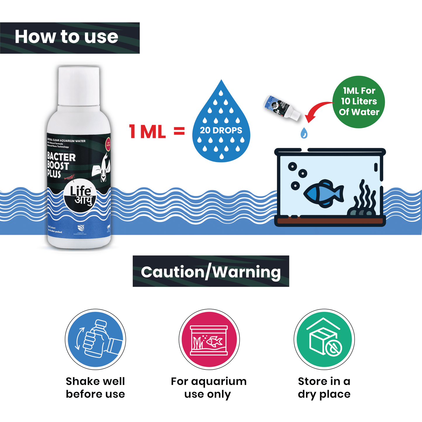 Life Aayu Bacter Boost Plus – Natural Aquarium Bacteria Starter for Clear Water, Ammonia Control Eco Balance | 100% Shrimp Safe