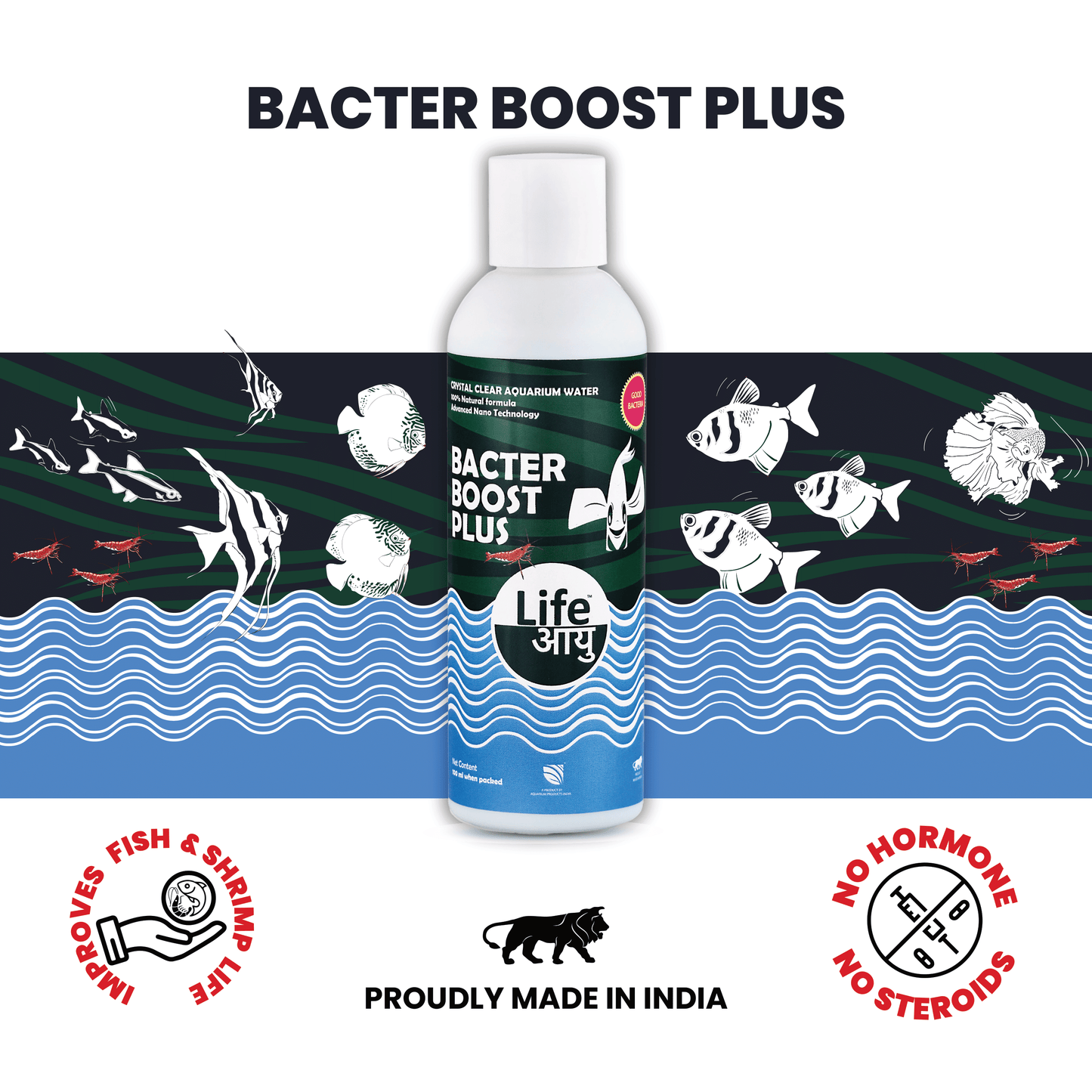 Life Aayu Bacter Boost Plus – Natural Aquarium Bacteria Starter for Clear Water, Ammonia Control Eco Balance | 100% Shrimp Safe