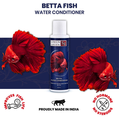Sunken Garden Betta Fish Water Conditioner | Chlorine Neutralizer + Fin Rot Protection + pH Balancer | Made for Indian Aquariums