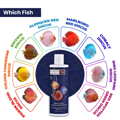 Sunken Garden Discus Fish Water Conditioner – Recreate the Amazon. Revive Their Radiance.