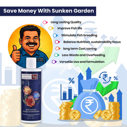 Sunken Garden Discus Fish Water Conditioner – Recreate the Amazon. Revive Their Radiance.