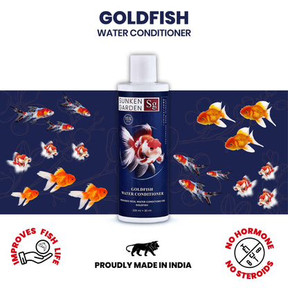 Sunken Garden Goldfish Water Conditioner | pH Stabilizer + Dechlorinator + Parasite Prevention | Made for Indian Tap Water
