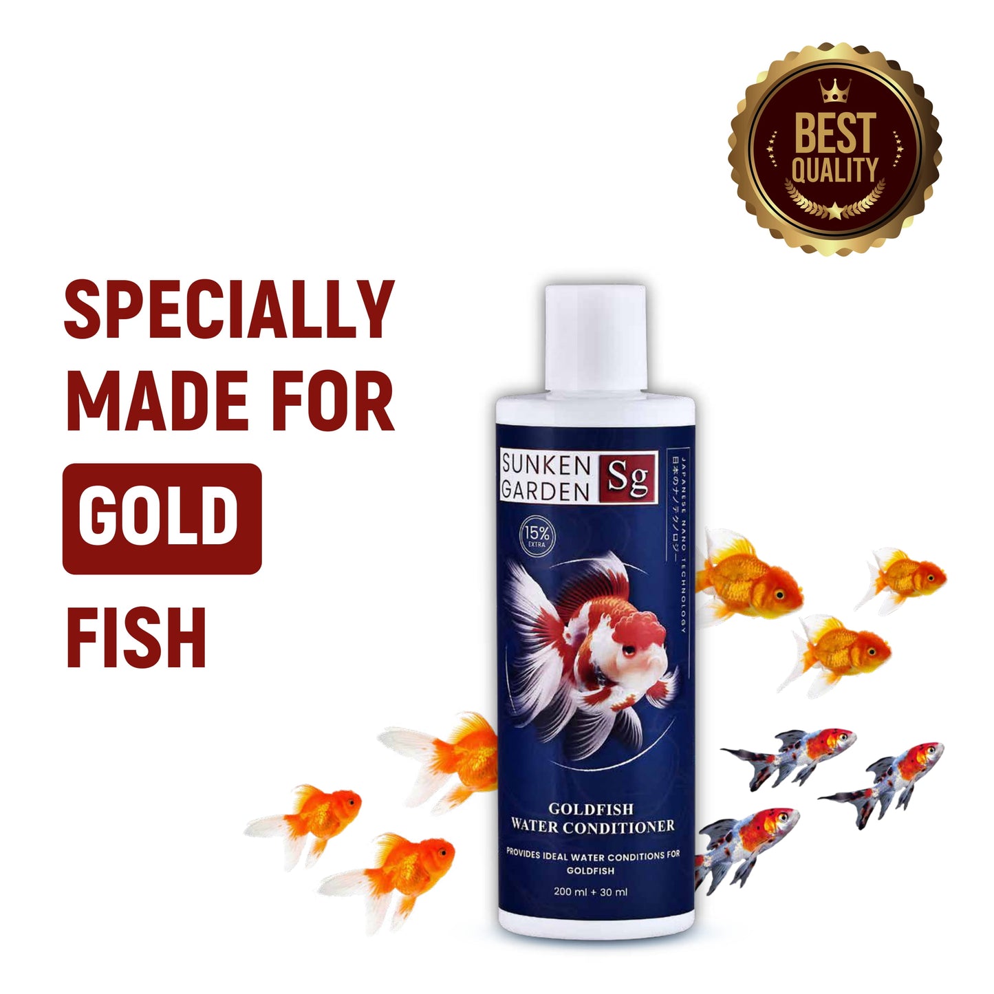 Sunken Garden Goldfish Water Conditioner | pH Stabilizer + Dechlorinator + Parasite Prevention | Made for Indian Tap Water