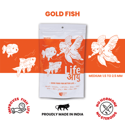Life AAYU Goldfish Food – Ayurvedic Soft-Sinking Pellets with Tulsi, Papaya & Red Paprika for Color, Digestion & Immunity (100g)