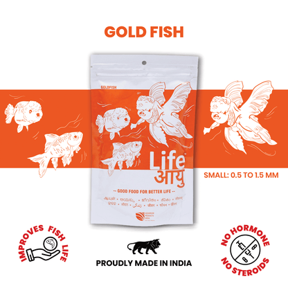 Life AAYU Goldfish Food – Ayurvedic Soft-Sinking Pellets with Tulsi, Papaya & Red Paprika for Color, Digestion & Immunity (100g)
