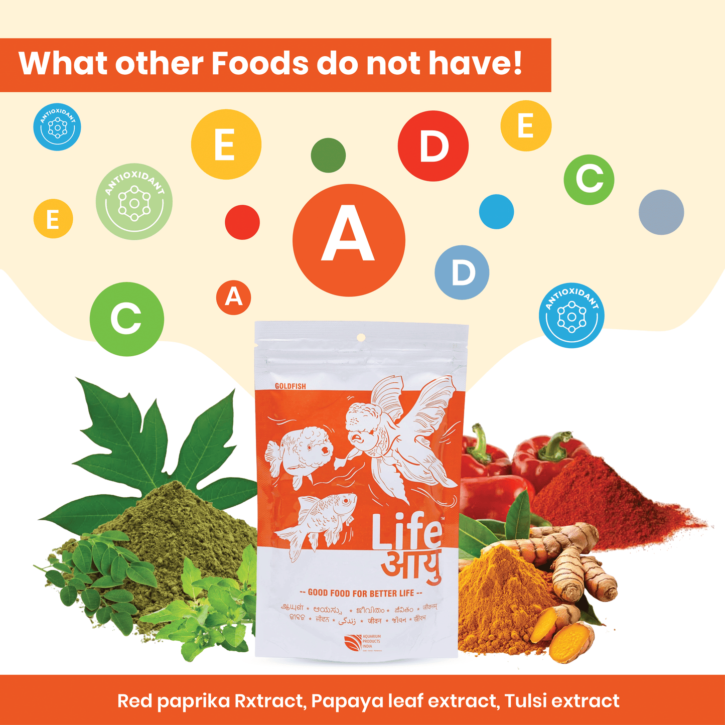 Life AAYU Goldfish Food – Ayurvedic Soft-Sinking Pellets with Tulsi, Papaya & Red Paprika for Color, Digestion & Immunity (100g)