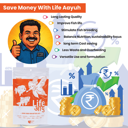Life AAYU Goldfish Food – Ayurvedic Soft-Sinking Pellets with Tulsi, Papaya & Red Paprika for Color, Digestion & Immunity (100g)