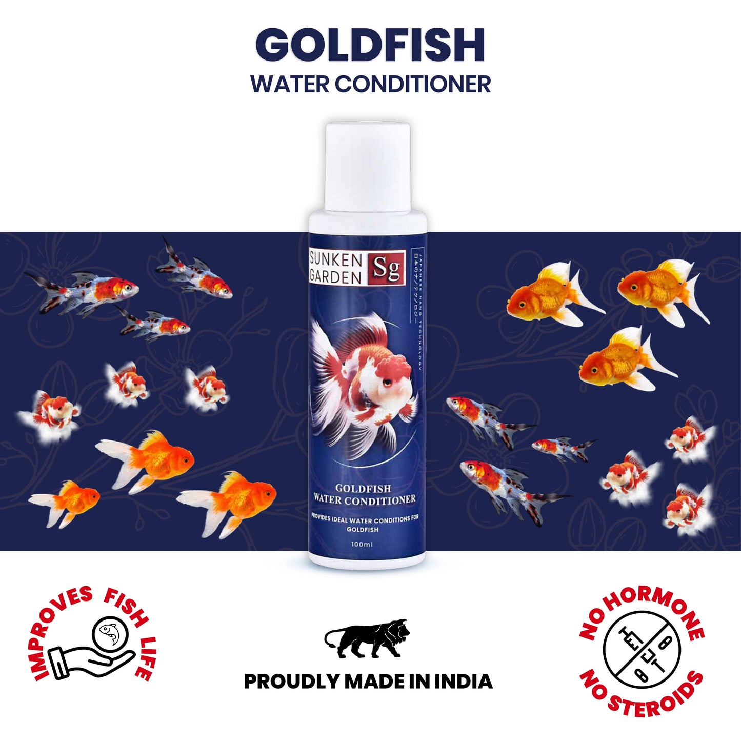 Sunken Garden Goldfish Water Conditioner | pH Stabilizer + Dechlorinator + Parasite Prevention | Made for Indian Tap Water
