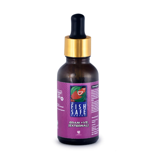 The Fish Safe Series GRAM+VE Bacteria Control | Bacterial Infection Treatment + Healing Booster | Made for Indian Aquariums | 30 ml