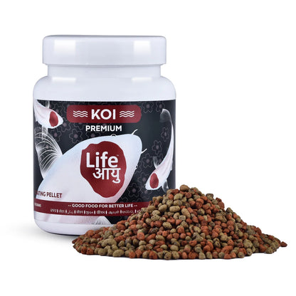 Life Aayu Koi Premium Fish Food – Ayurvedic Floating Pellet for Japanese Koi Breeds | Growth & Color Enhancer (Starter Kit)