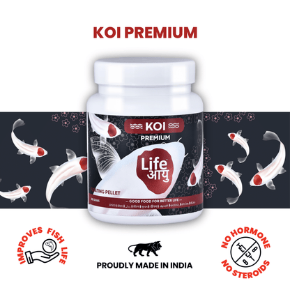Life Aayu Koi Premium Fish Food – Ayurvedic Floating Pellet for Japanese Koi Breeds | Growth & Color Enhancer