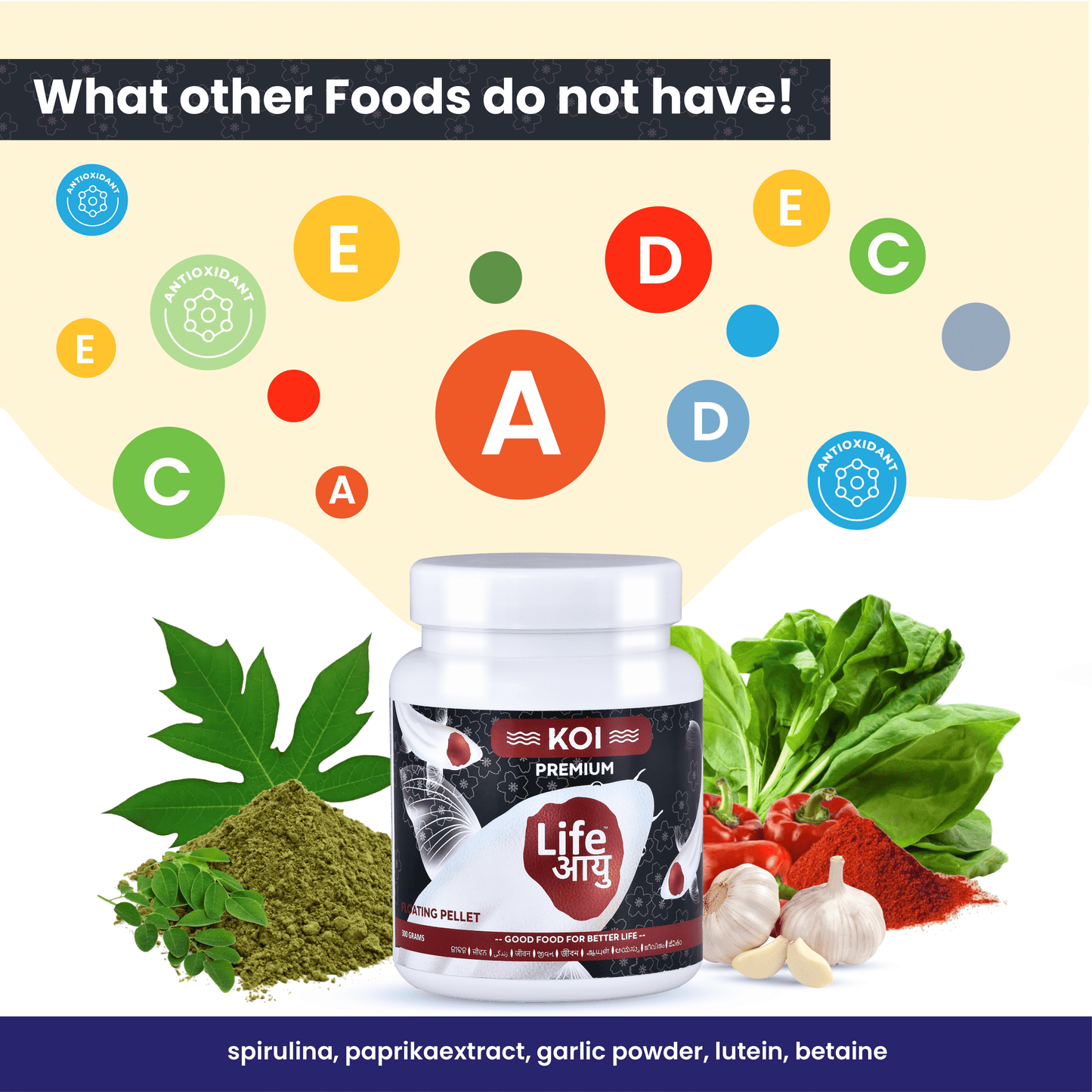 Life Aayu Koi Premium Fish Food – Ayurvedic Floating Pellet for Japanese Koi Breeds | Growth & Color Enhancer