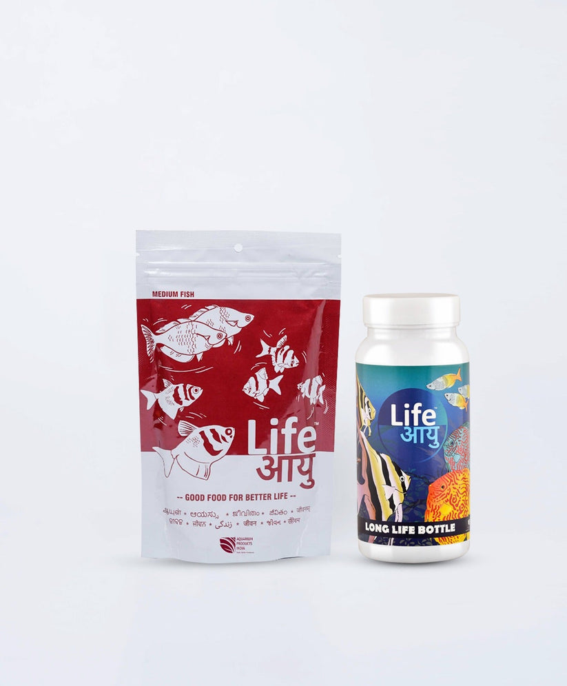 Life Aayuh Red Fish Feed 100g + Long Life Bottle FREE