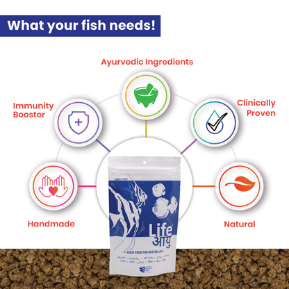 Life AAYU Neutral Fish Food – Ayurvedic Daily Diet for All Fish Sizes | For Newborn, Juvenile & Adult Fish