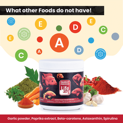 Life AAYU Parrot Premium Fish Food – Color Enhancing & Immunity-Boosting Natural Pellets with Spirulina & Omega-3