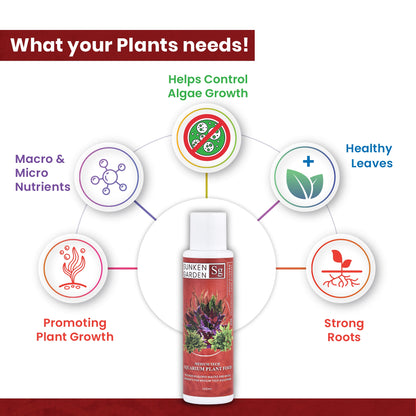 Sunken Garden Red – Fertilizer for Red Aquatic Plants. Bring Out the Bold. Feed the Red.