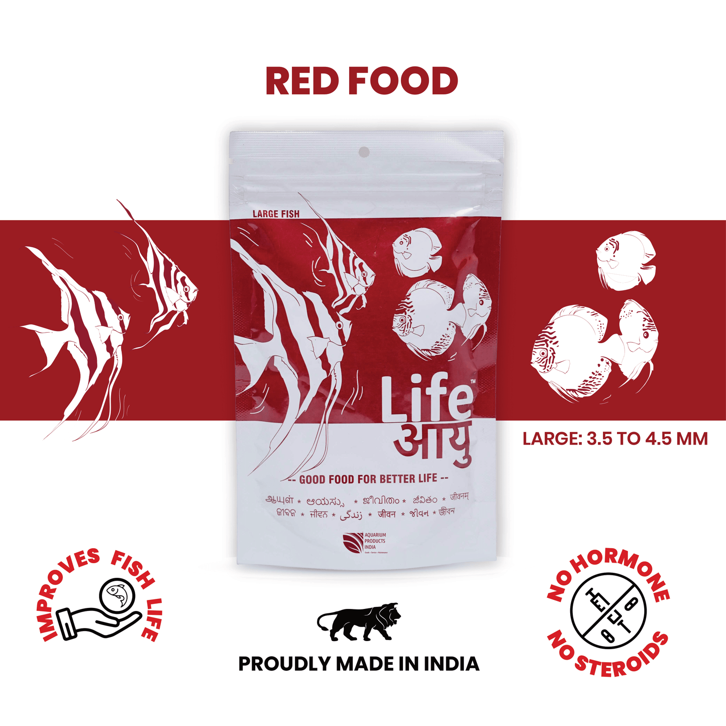 Life AAYU Red Fish Food – Ayurvedic Color Booster Pellets with Anchovy & Paprika | For All Fish Sizes (100g)