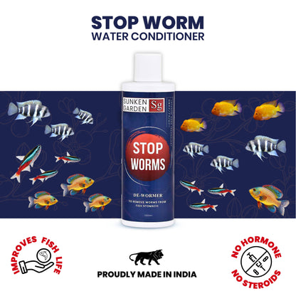 Sunken Garden Stop Worms | Liquid De-Wormer for Freshwater Aquariums | Safe for Fish, Shrimp & Snails