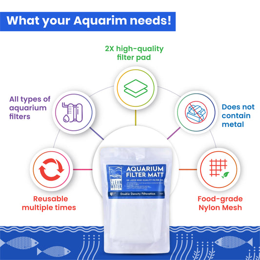TCWS Aquarium Filter Matt | 2X Density Mechanical Filter Pad for Crystal Clear Water | High-Performance Debris & Waste Trap for Canister, Sump & Internal Filters