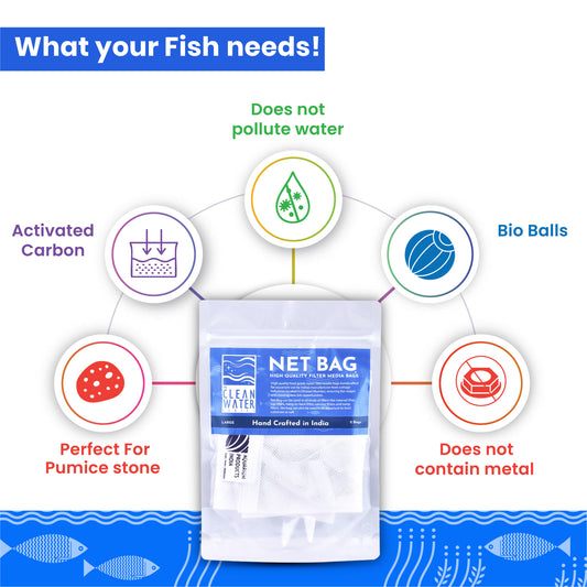 TCWS Large Net Bags | Heavy Duty Aquarium Filter Media Bags (Pack of 2) | 1mm Mesh Drawstring Bags for Ceramic Rings, Bio Media & Carbon Storage