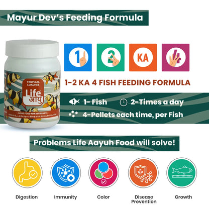 Life AAYUH Tropical Loaches Fish Food (45g) | High-Protein Micro Pellets for Kuhli, Clown & Yoyo Loaches | Supports Growth, Digestion & Immunity
