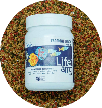Life AAYU Tropical Treats Fish Food – Ayurvedic Immunity Boost Pellets for Small Tropical Fish | Spirulina, Moringa, Garlic &amp; Color Enhancers (70g)