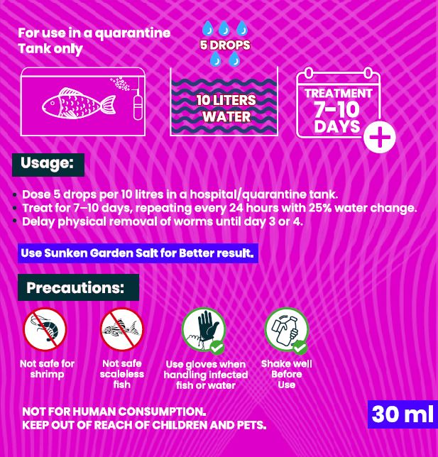 The Fish Safe Series Anchor Worm Treatment | External Parasite Killer + Healing Support | Safe for All Aquarium Fish | 30 ml