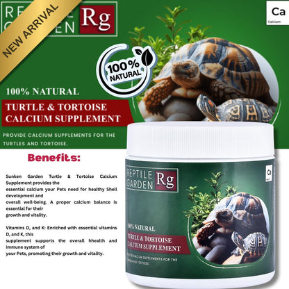 Reptile Garden Turtle & Tortoise Calcium Supplement – With Vitamins D & K + Stress-Relieving Essential Oils