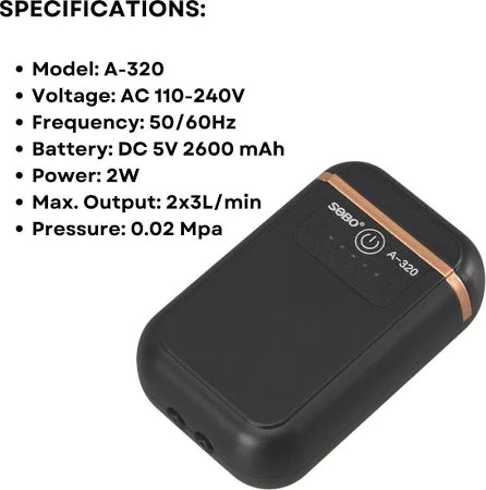 SOBO A-320 Mini AC/DC Air Aquarium Pump  (60 cm)